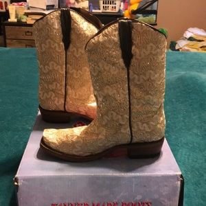 Girls Tanner Mark hand tooled leather cowboy boots